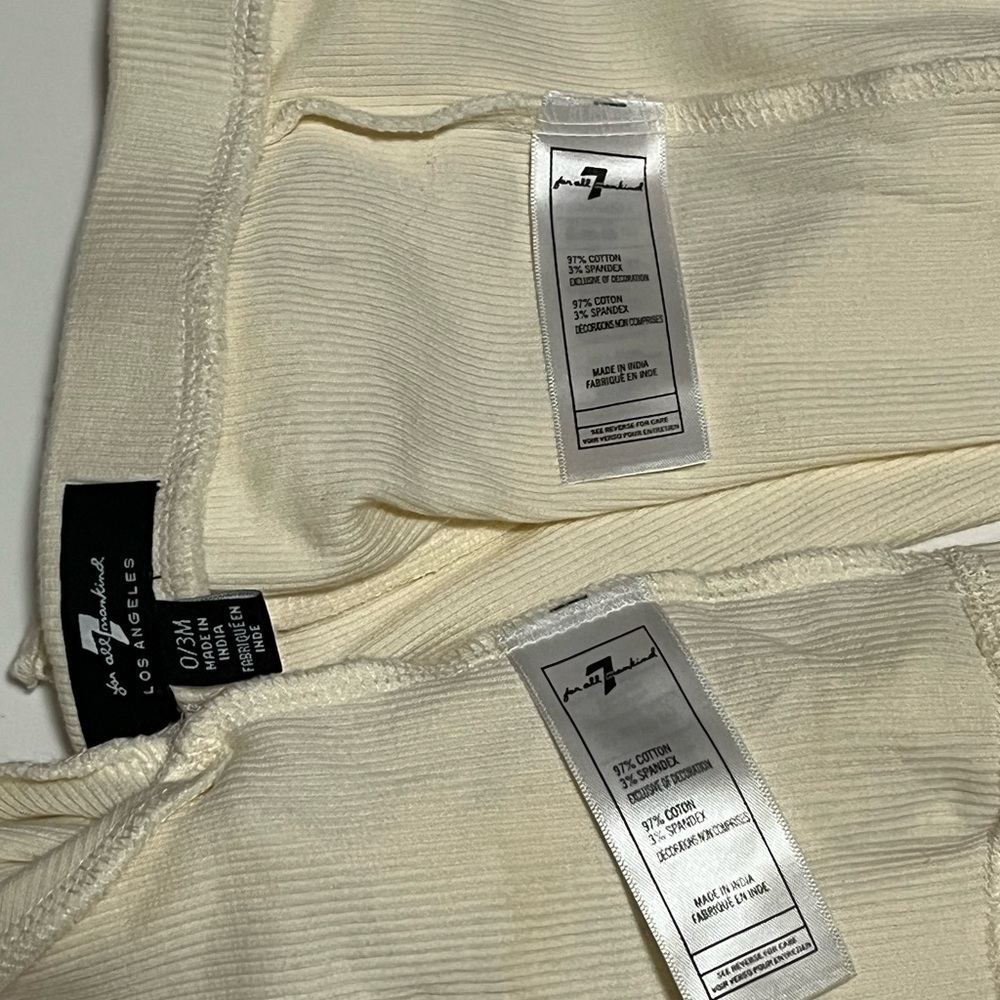 7 For All Mankind Baby Cream Ribbed Set Eyelet Ruffle | 0–3M - Picture 6 of 6